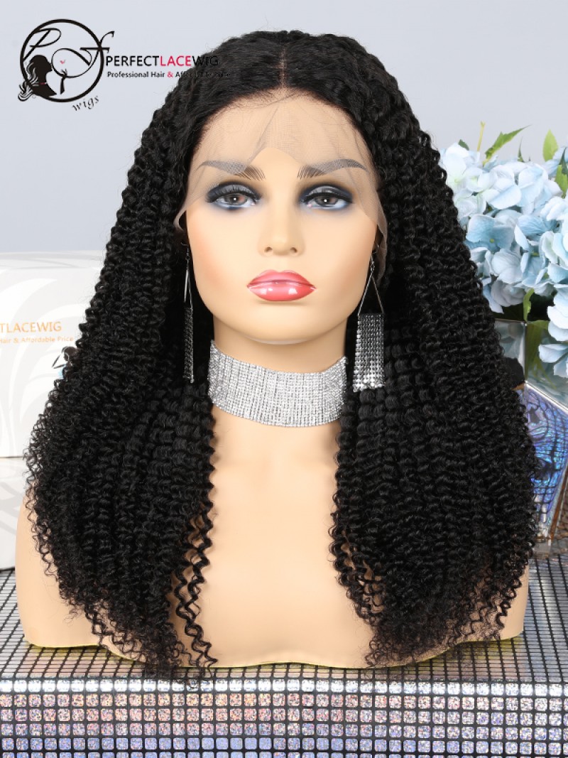 Brazilian Virgin Human Hair Kinky Curl 360 Lace Wig For Black