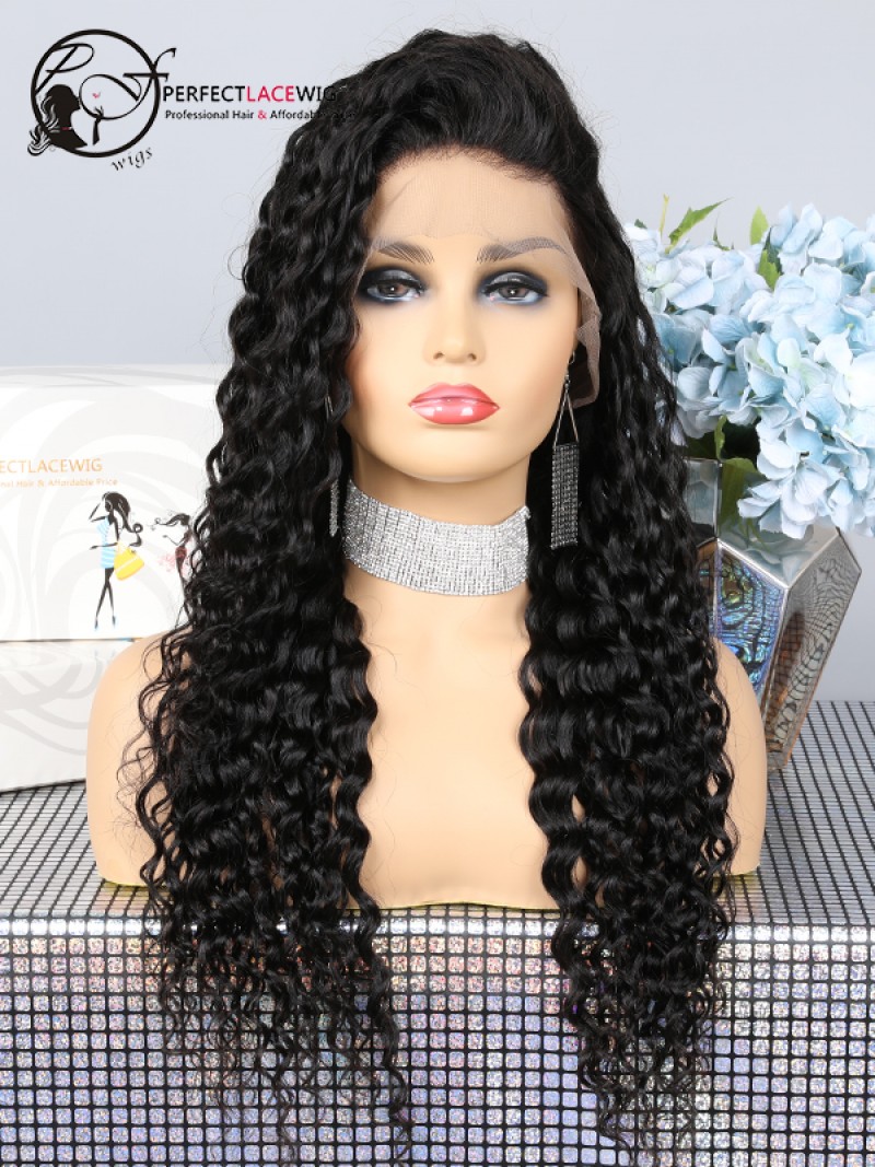 Brazilian Virgin Human Hair Loose Curl 360 Lace Wig For Black