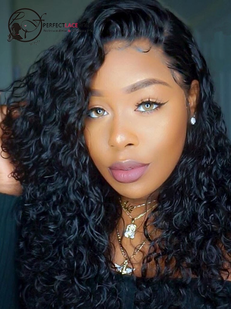 brazilian virgin human hair loose curl 360 lace wig for