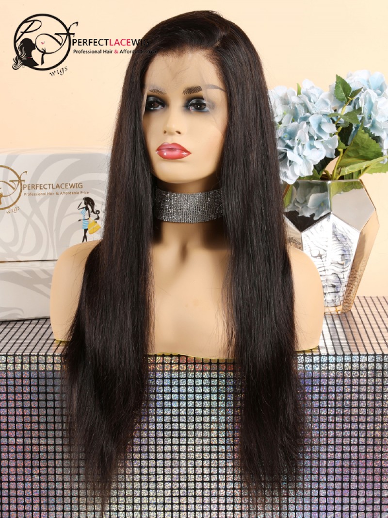 Pre Plucked Hairline Silk Straight Human Hair Wigs For Black Women