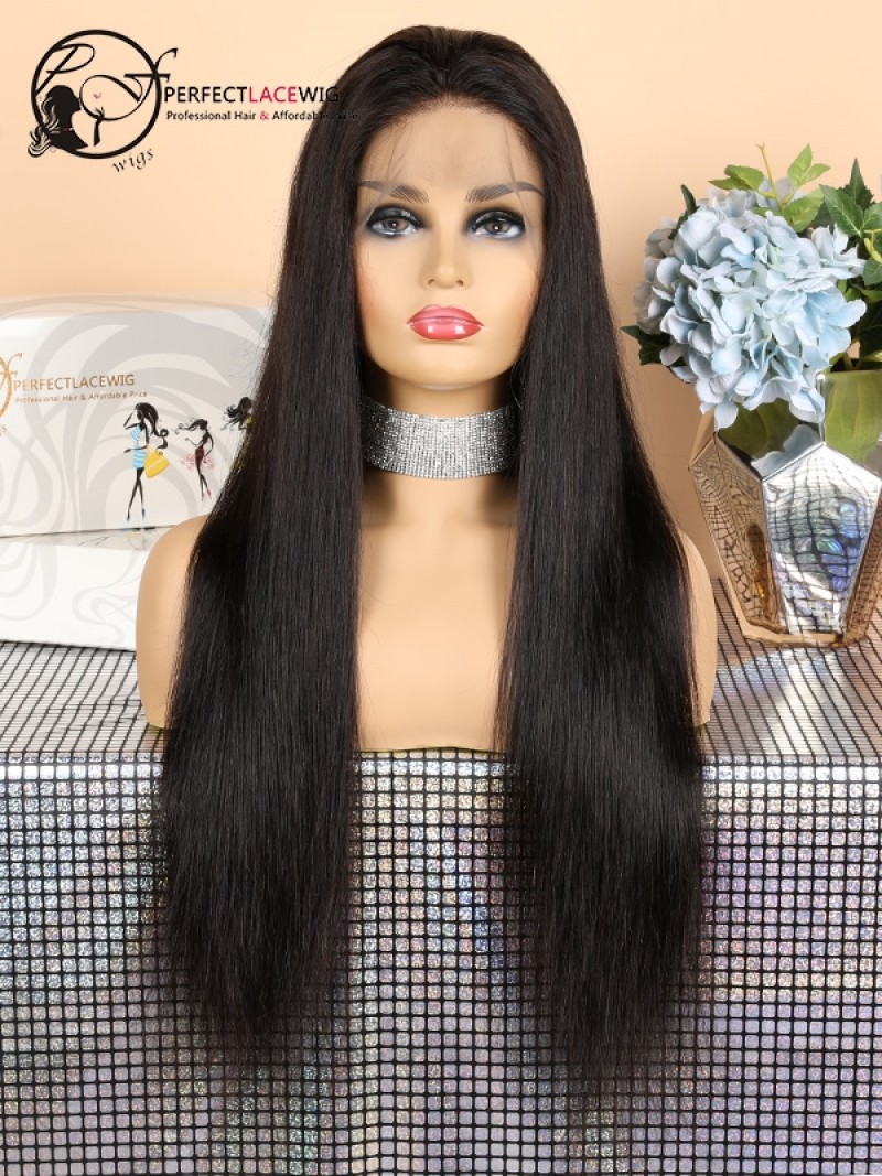 Silky Straight Pre Plucked Malaysian Virgin Hair 360 Lace Wigs For