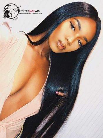 Pre Plucked Silky Straight Brazilian Virgin Hair Full Lace Wig [FLW06]