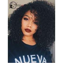 Bob Style Brazilian Virgin Hair Kinky Curly Lace Front Wig [LFW12]