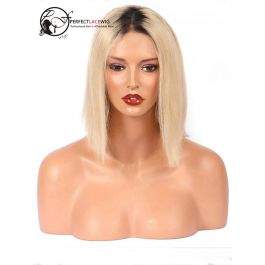 1b/613 Ombre Blonde Brazilian Virgin Human Hair Lace Front Wigs Pre plucked Short Bob wigs With Baby Hair Bleached Knots [LFW24]