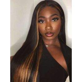 Ombre Black With Highlight Blonde Brazilian Virgin Hair Swiss HD Lace Front Wig [HDL03]