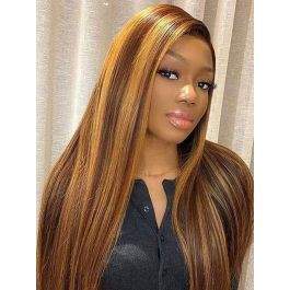NEW Long Straight Silky Light Brown Blonde Wig Amazon.com : MAGQOO Brown Wig Ash Blonde Wig with Bangs Long  main image 3