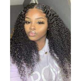 Human Hair Indian Virgin Hair Kinky Curly Lace Front Wig [LFW14]