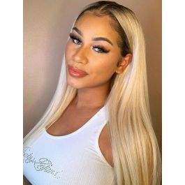 Ombre Blonde Silky Straight 1B/613 Color Brazilian Virgin Hair Lace Front Wig [LFW18]