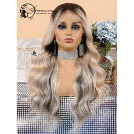 Ombre Blonde Pre Plucked Bleached Knots Body Wave Brazilian Virgin Hair Lace Front Wig [LFW09]