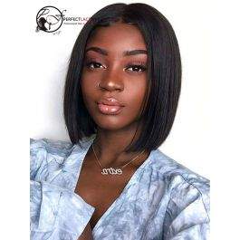 Pre Plucked Heavy Bleached Knots Human Hair Short Bob 360 Lace Frontal Wig [360LW06]