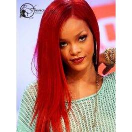 Pre Plucked Red Color Silk Straight Brazilian Virgin Hair Full Lace Wig [FLW07]