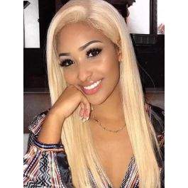 Pre-plucked Silky Straight 613 Color Blonde Brazilian Virgin Hair Lace  Front Wig