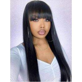 Silky Straight Brazilian Virgin Hair 360 Lace Wig With Bangs [360LW16]