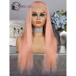 Silky Straight Rose Golden Brazilian Virgin Hair Lace Front Wig [LFW39]
