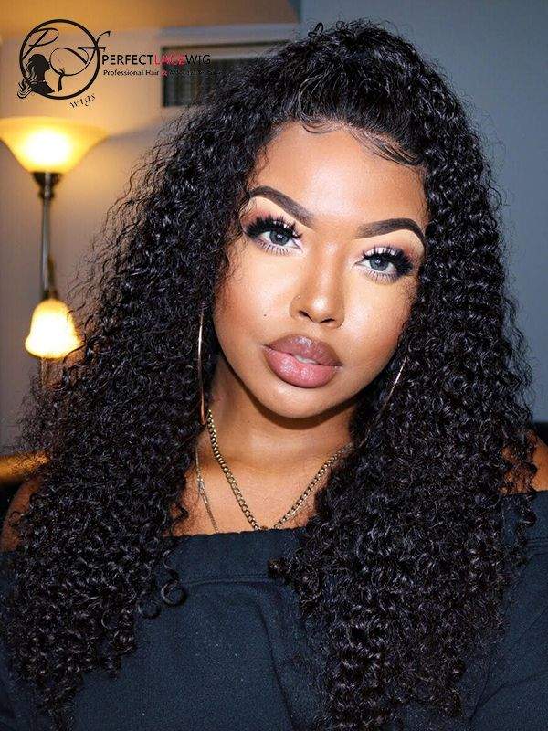 Brazilian Virgin Human Hair Kinky Curl 360 Lace Wig For Black Women Pre 