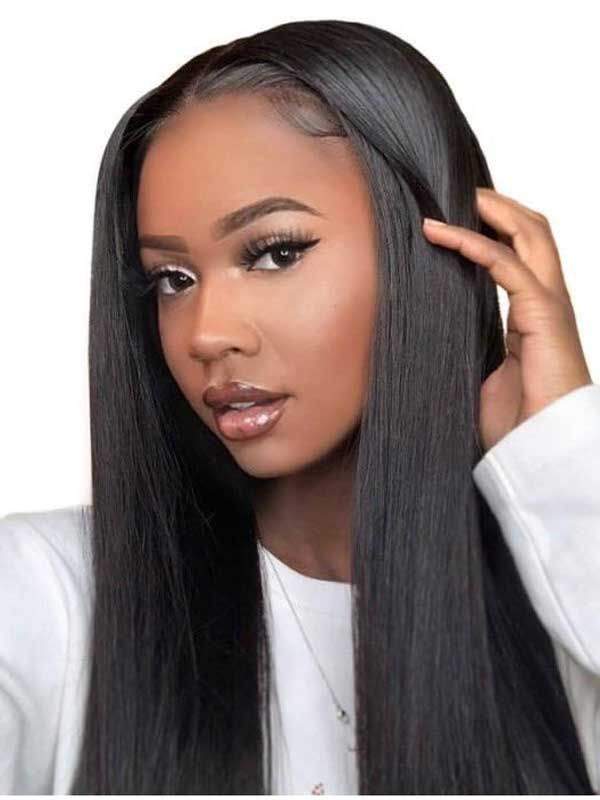 Pre-plucked Silky Straight Fake Scalp Lace Front Wig Human Hair