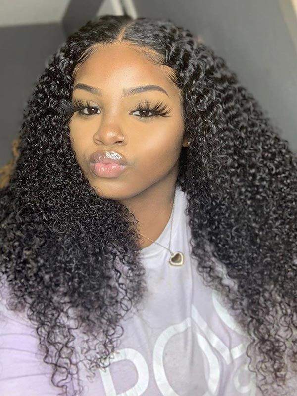 Lace Front Human Hair Wigs For Black Women Indian Remy Hair Kinky Curly Lace  Wigs With Baby Hair Bleached Knots