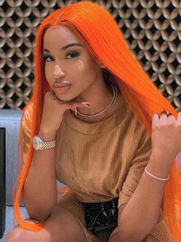 Pre-plucked Hairline Orange Human Hair Lace Front Wig