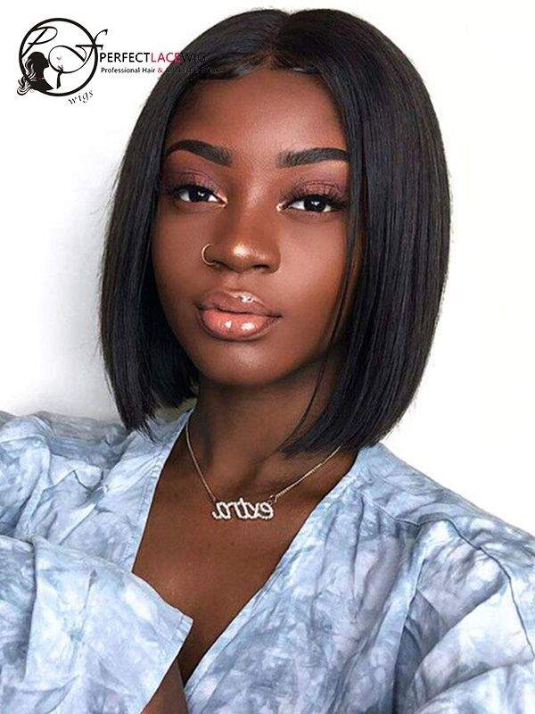 Pre Plucked Heavy Bleached Knots Human Hair Short Bob 360 Lace Frontal Wig  [360LW06]