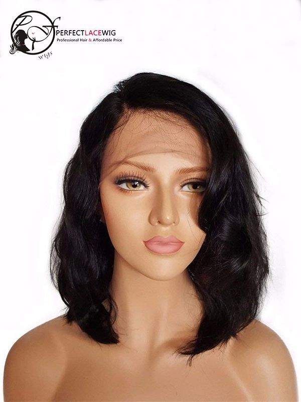 Wave 100 Brazilian Virgin Hair Short Bob Style Lace Front Wig LFW10
